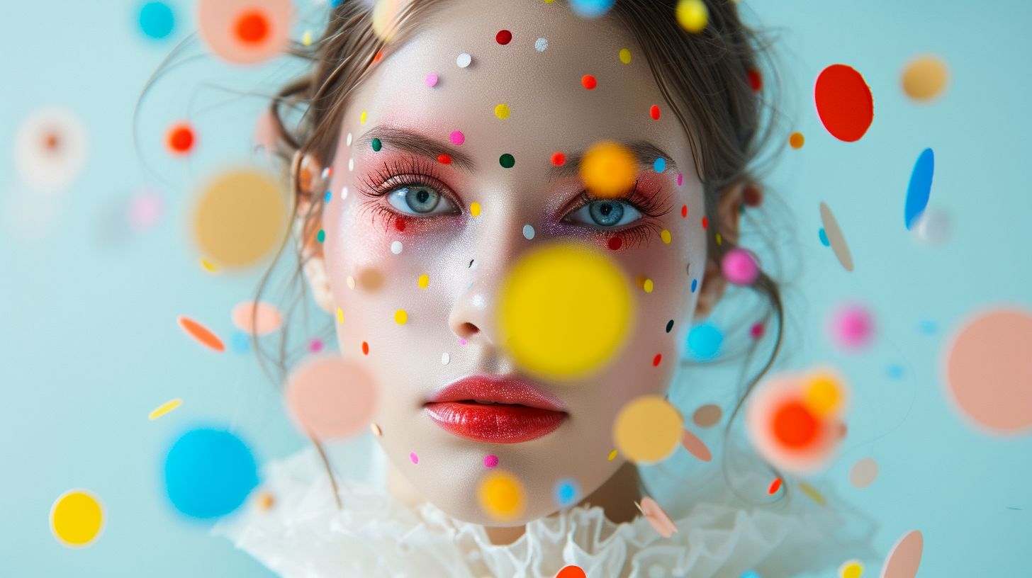 Makeup artist woman with colorful dots