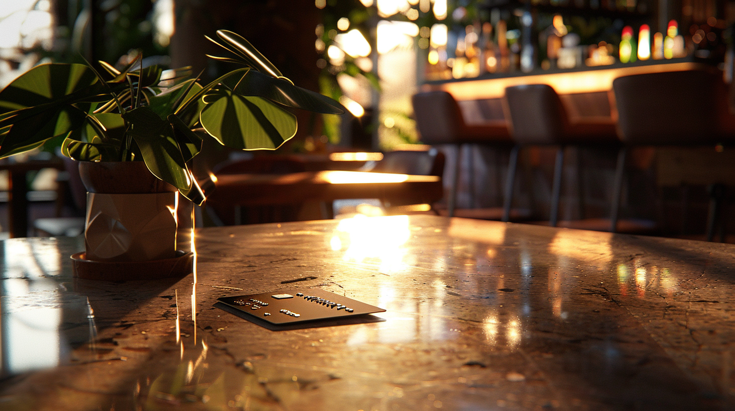 Credit card on restaurant table