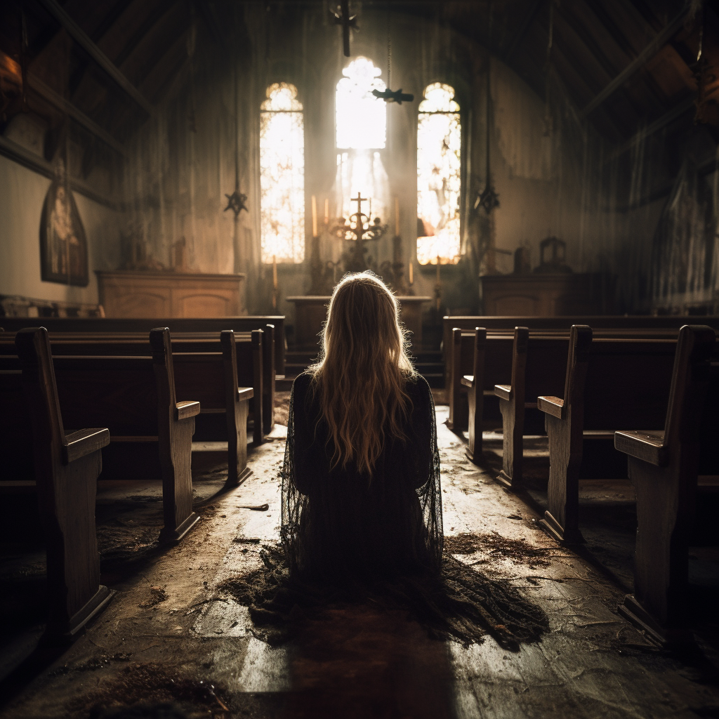 Woman in Creepy Church