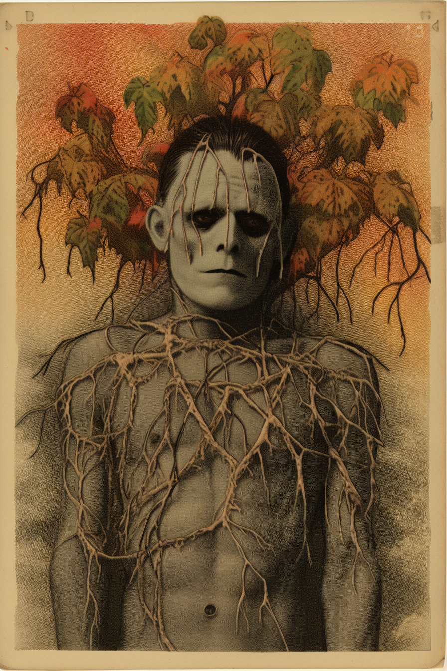 Vintage Halloween postcard featuring creepy Frankenstein