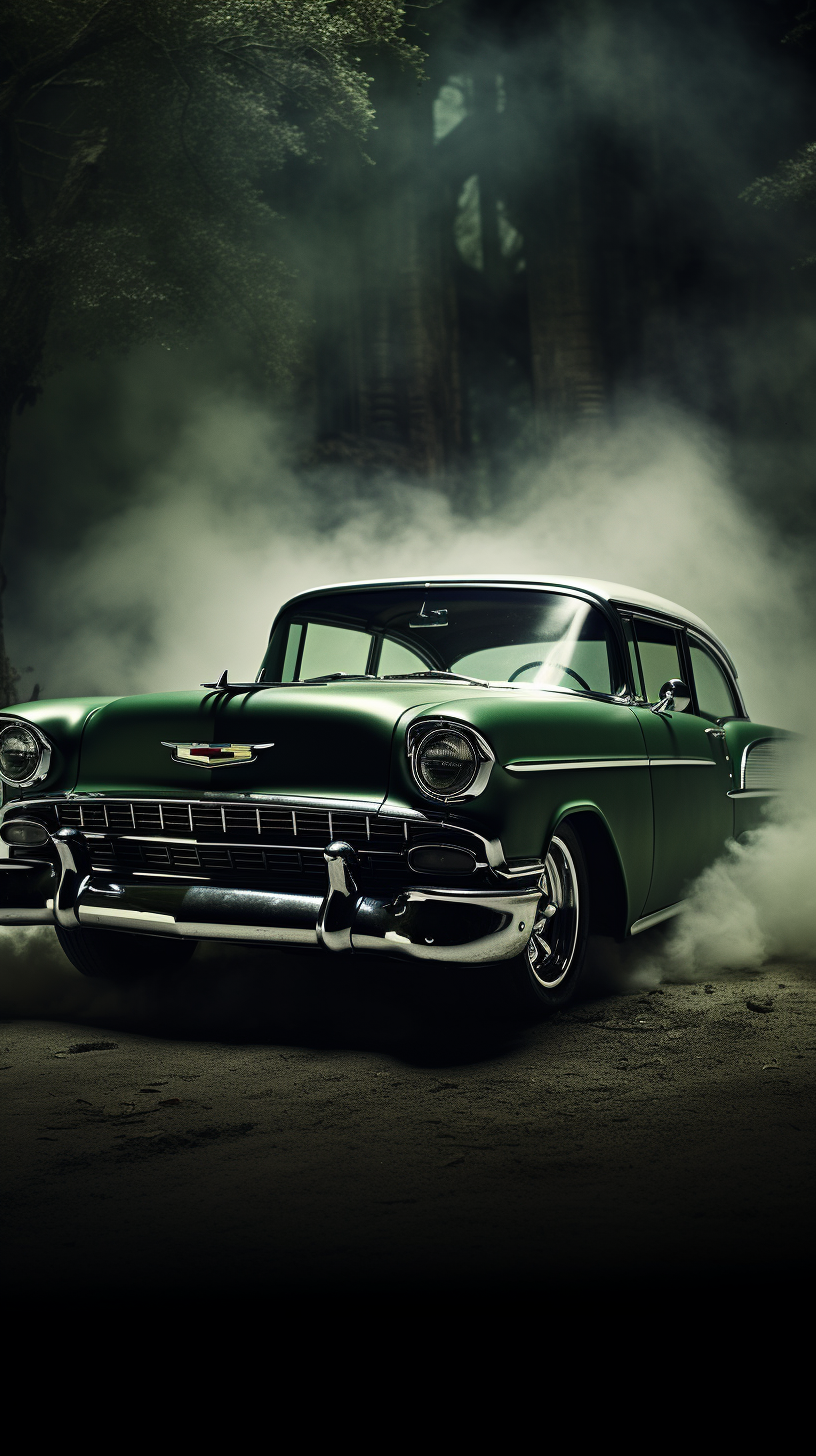 Creepy smoke surrounding Gothic Bel-Air car