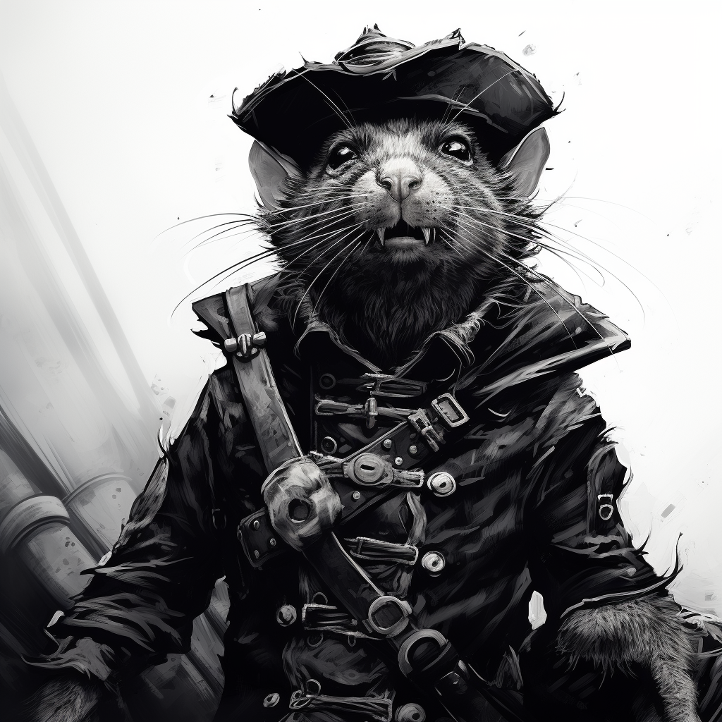 Creepy rat soldier ink illustration