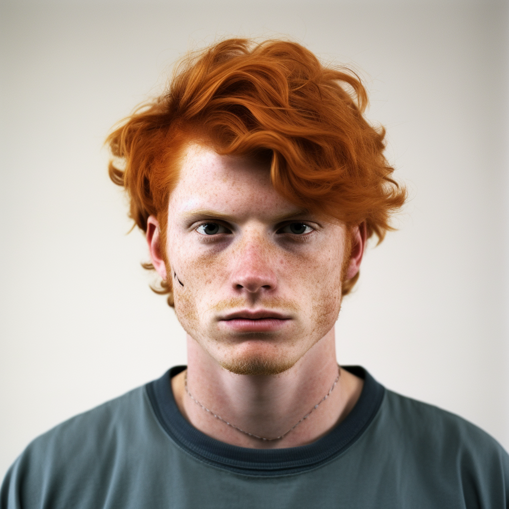 Creepy redheaded man mugshot