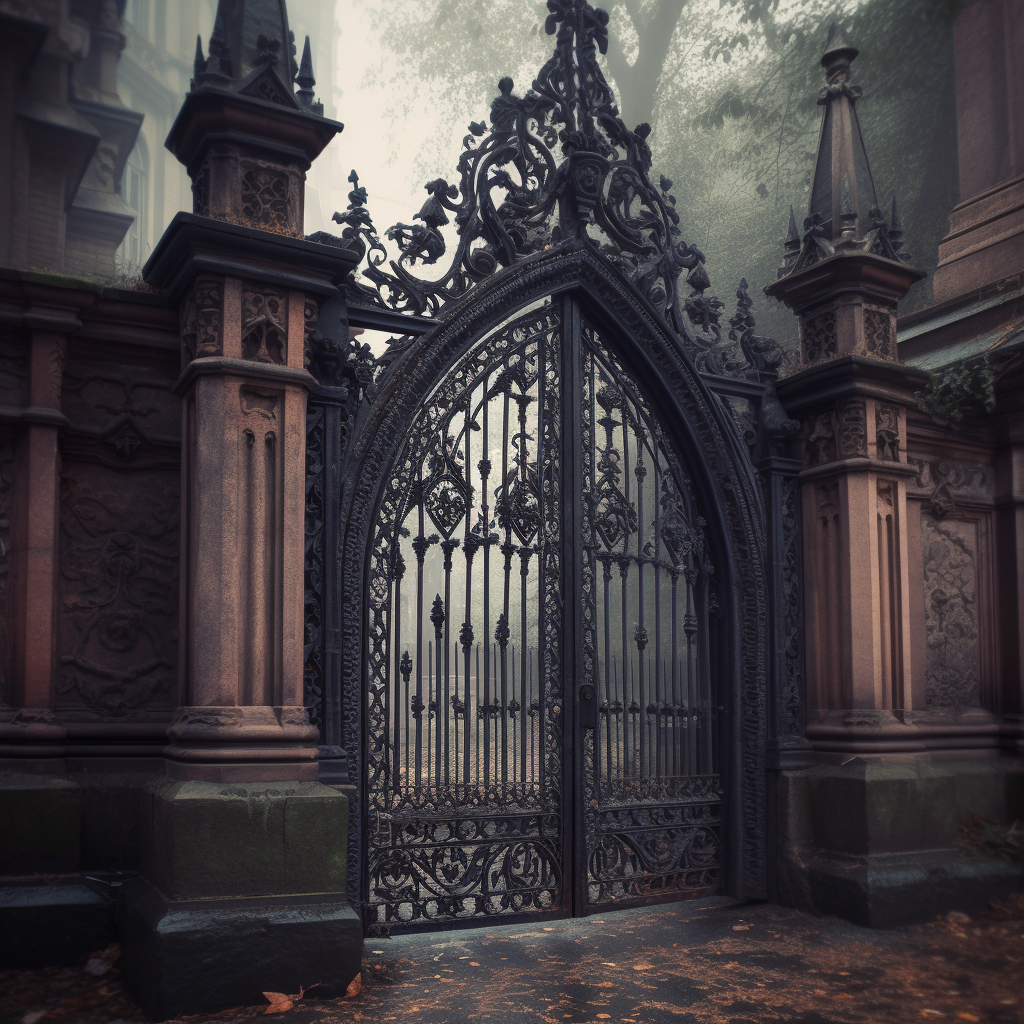 Creepy wrought iron gothic gate nightmares