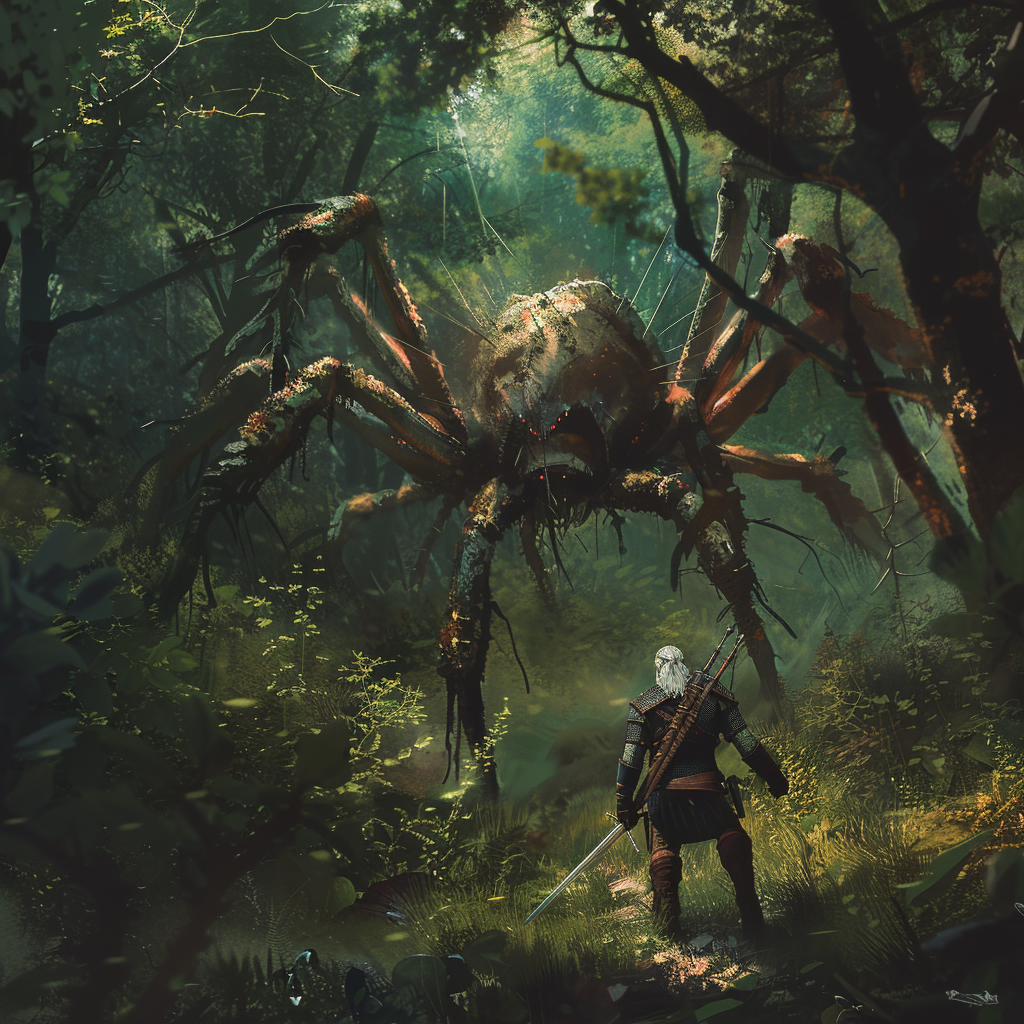 Witcher Fighting Creepy Arachnomorph