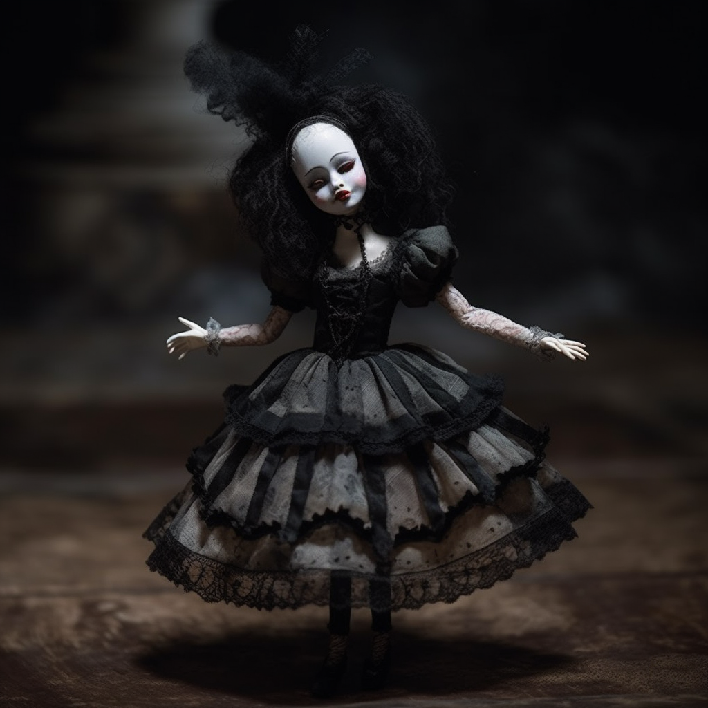 Creepy gothic doll dancing