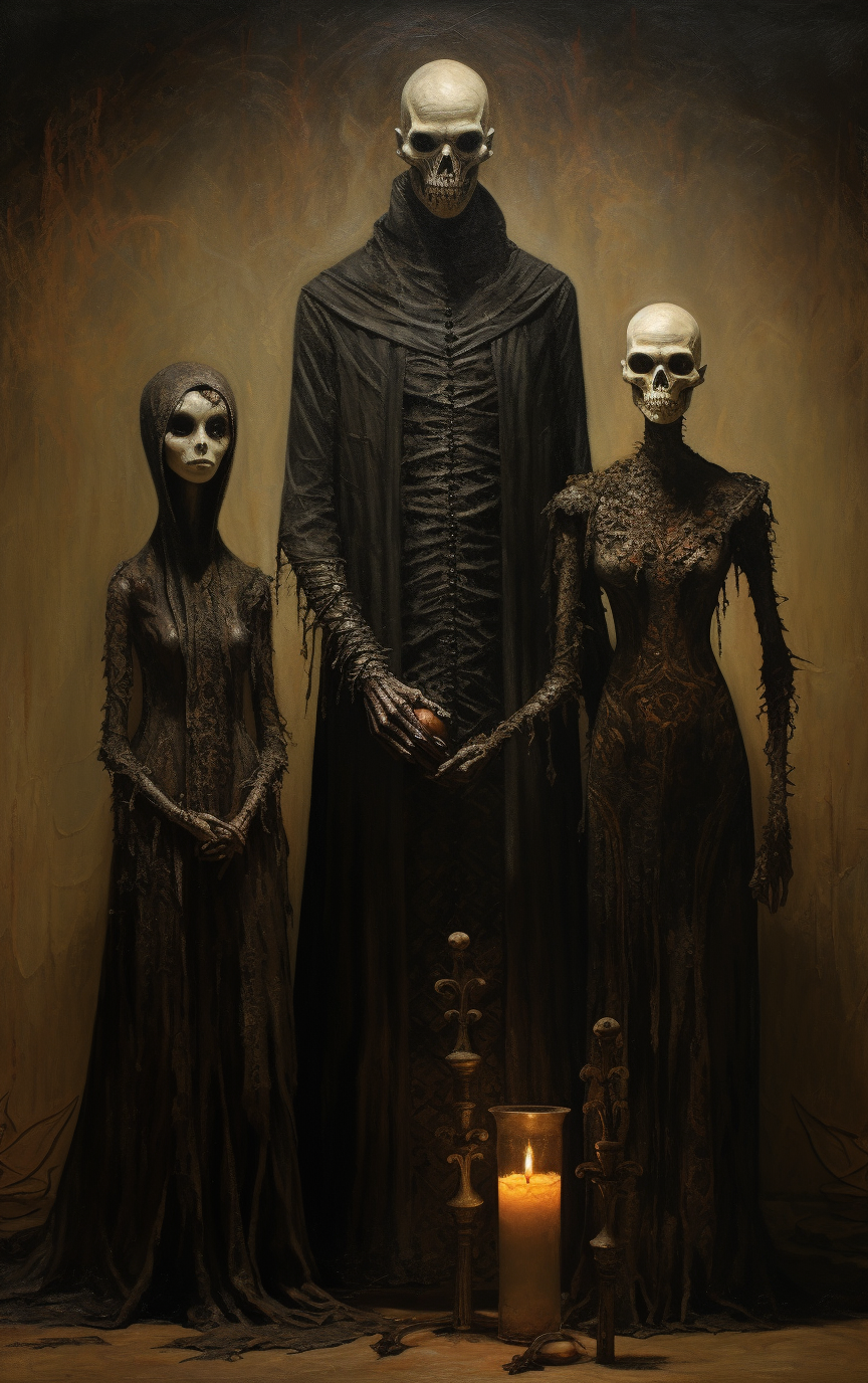 Detailed Creepy Gothic Family Painting