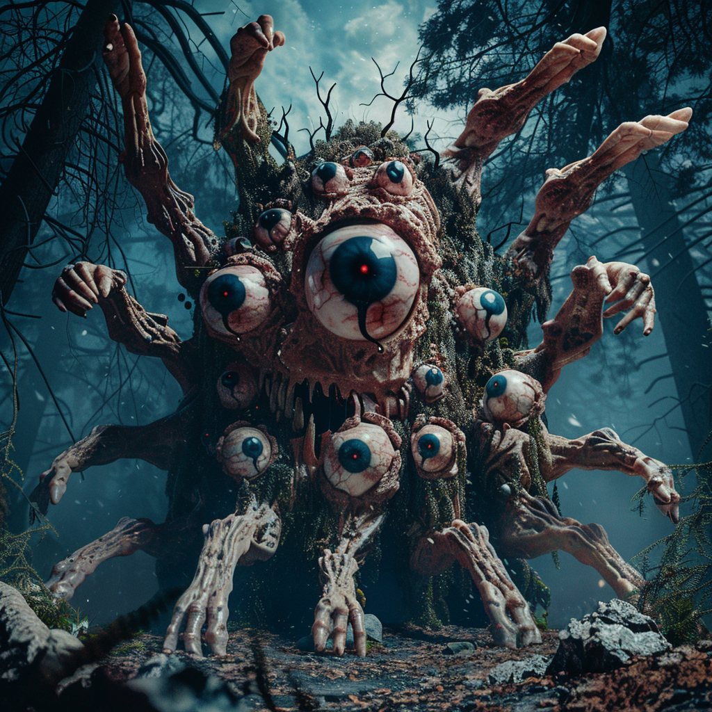 Giant creature human hands eyeballs