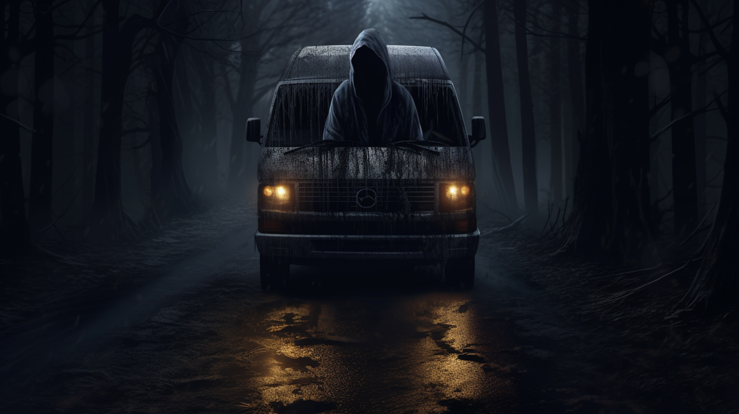 Creepy Man Crawling Out of Van