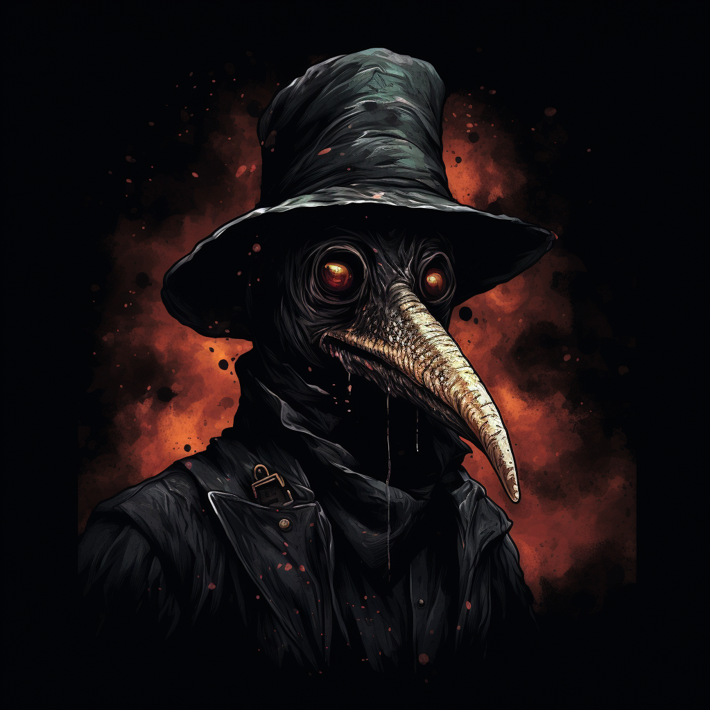 Dark Creepy Plague Doctor Illustration