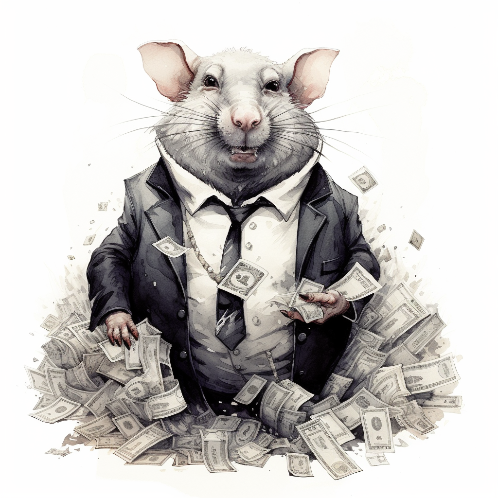 Illustration of a creepy rat billionaire