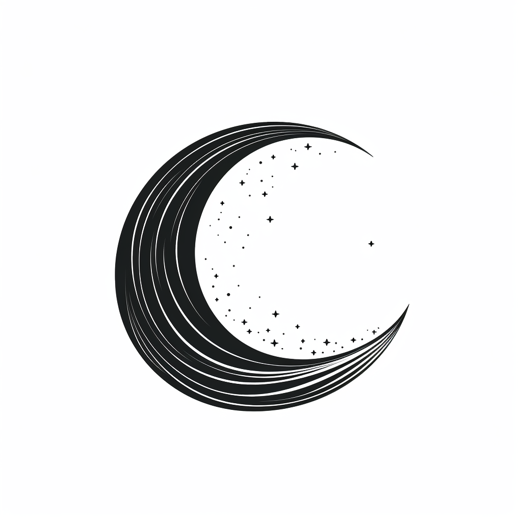 Cresent Moon Icon with Thick Black Lines