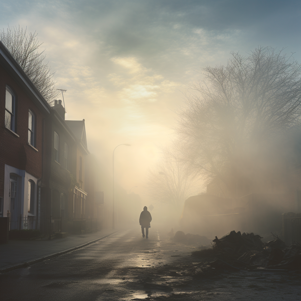 Cricket bowler bowling in winter fog