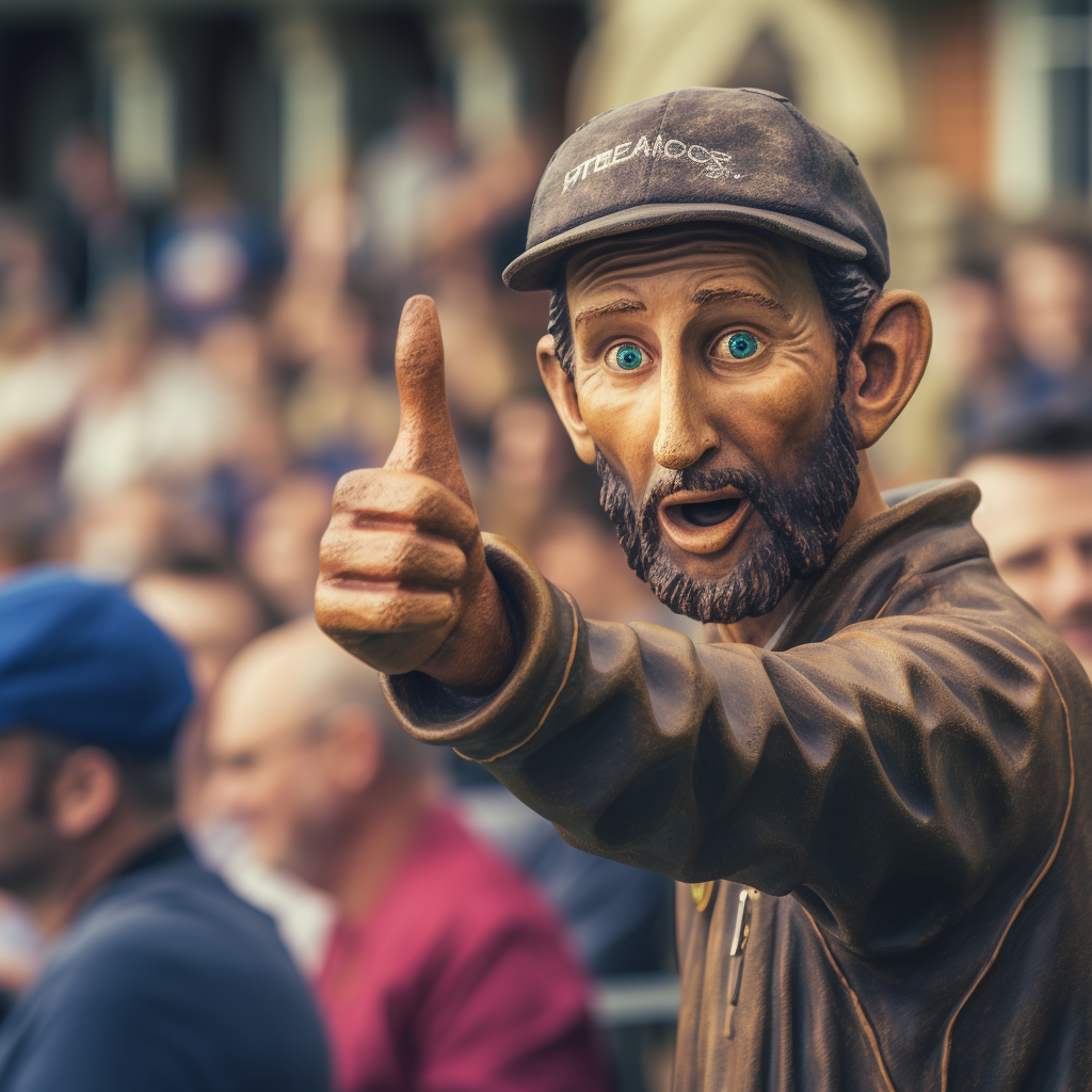 Cricket Fan with Up Finger Gesture