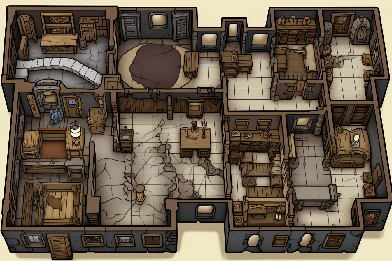 Isometric crime organization hideout map