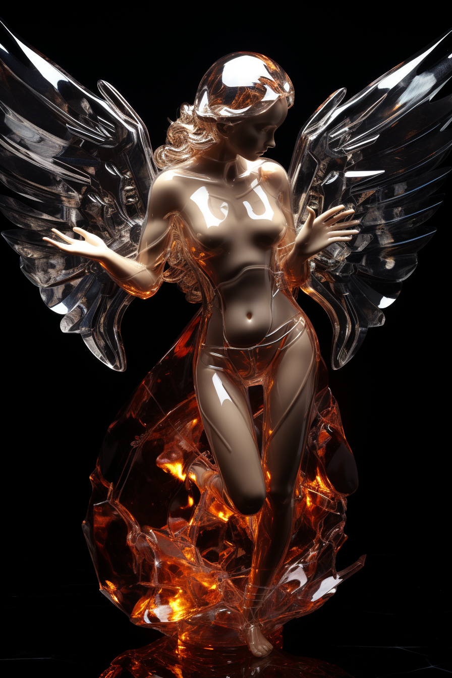 Image of a beautiful Cristal girl angel with sculptural abs and heavenly glow .