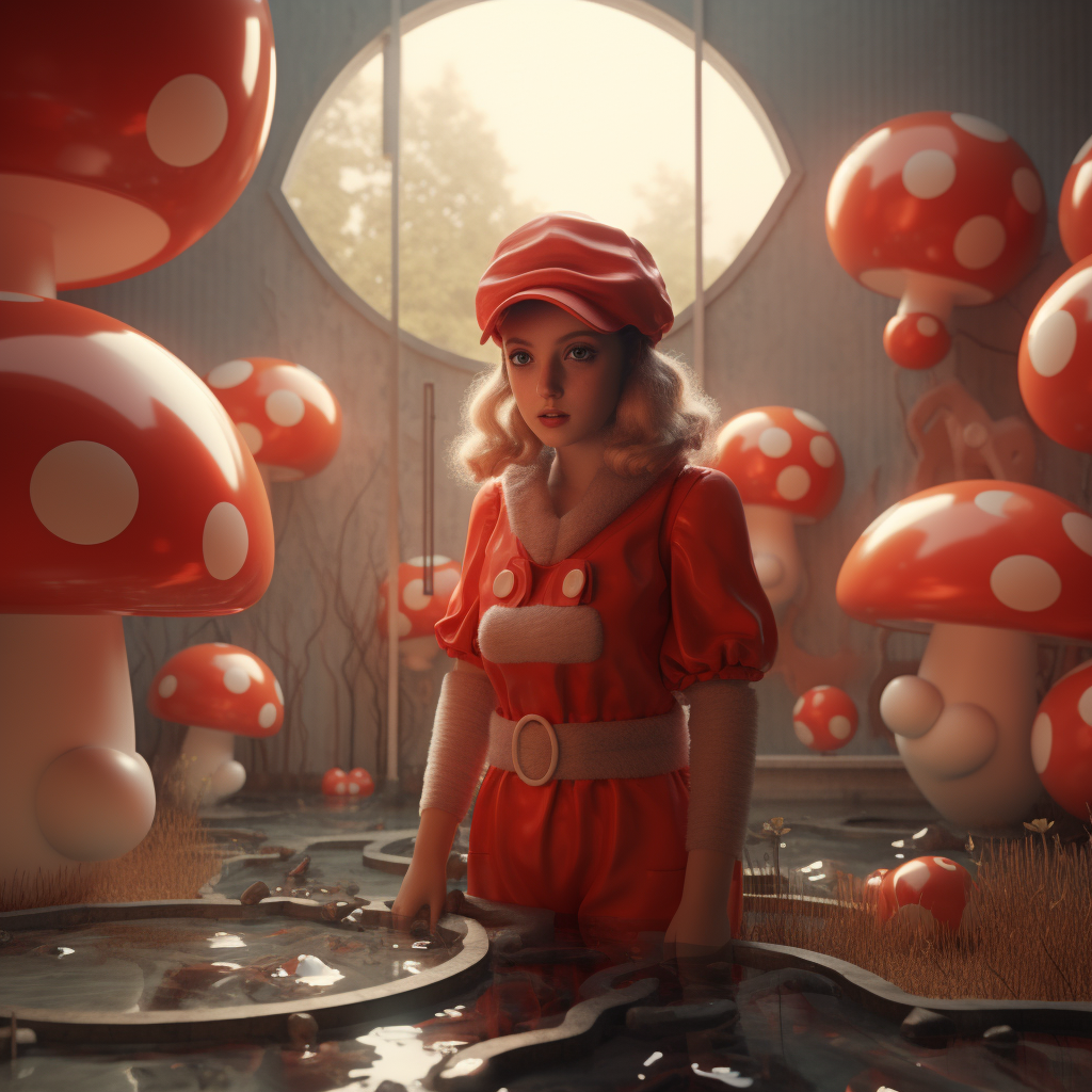 Mario game character in a room