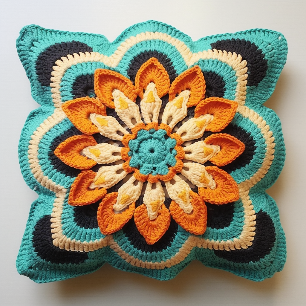 Crochet Large Flower Pillow