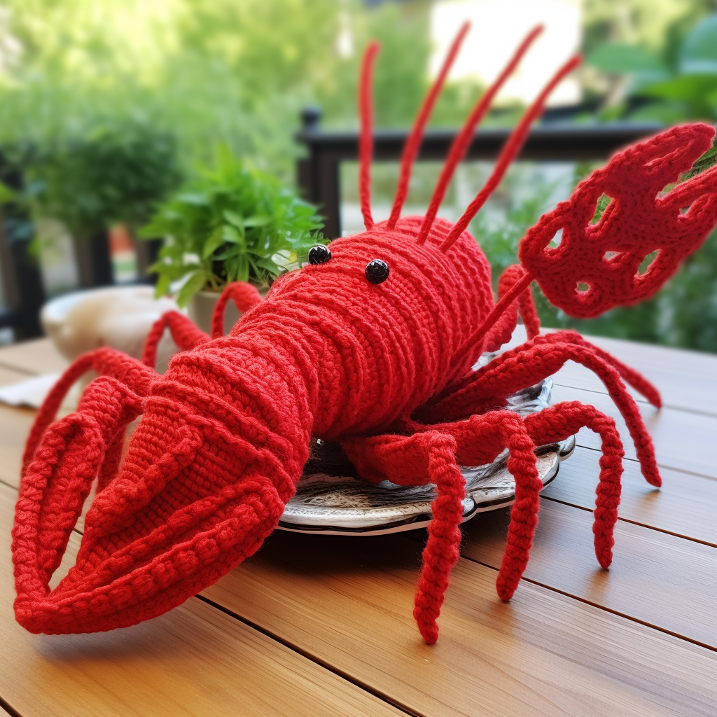 Colorful crochet crayfish craft creation