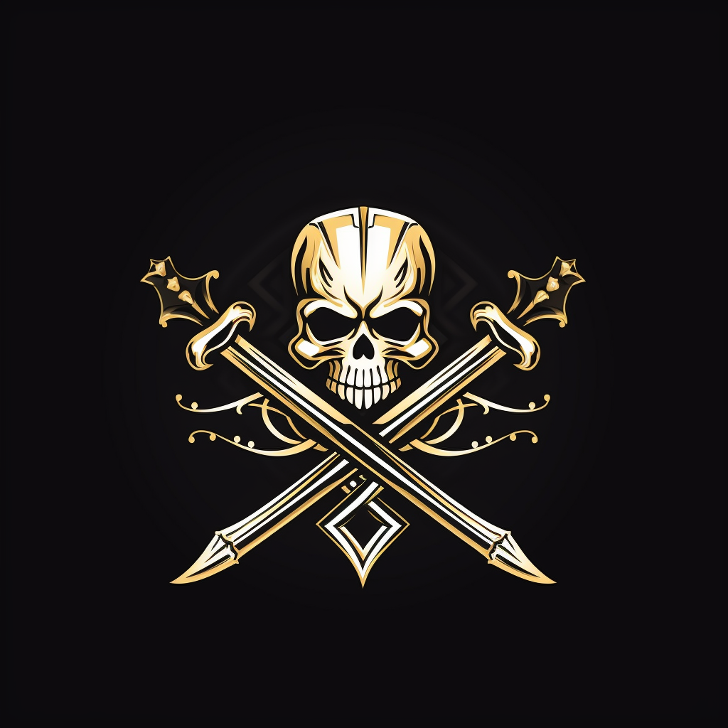 Black and Gold Crossbones Battle Axe Logo