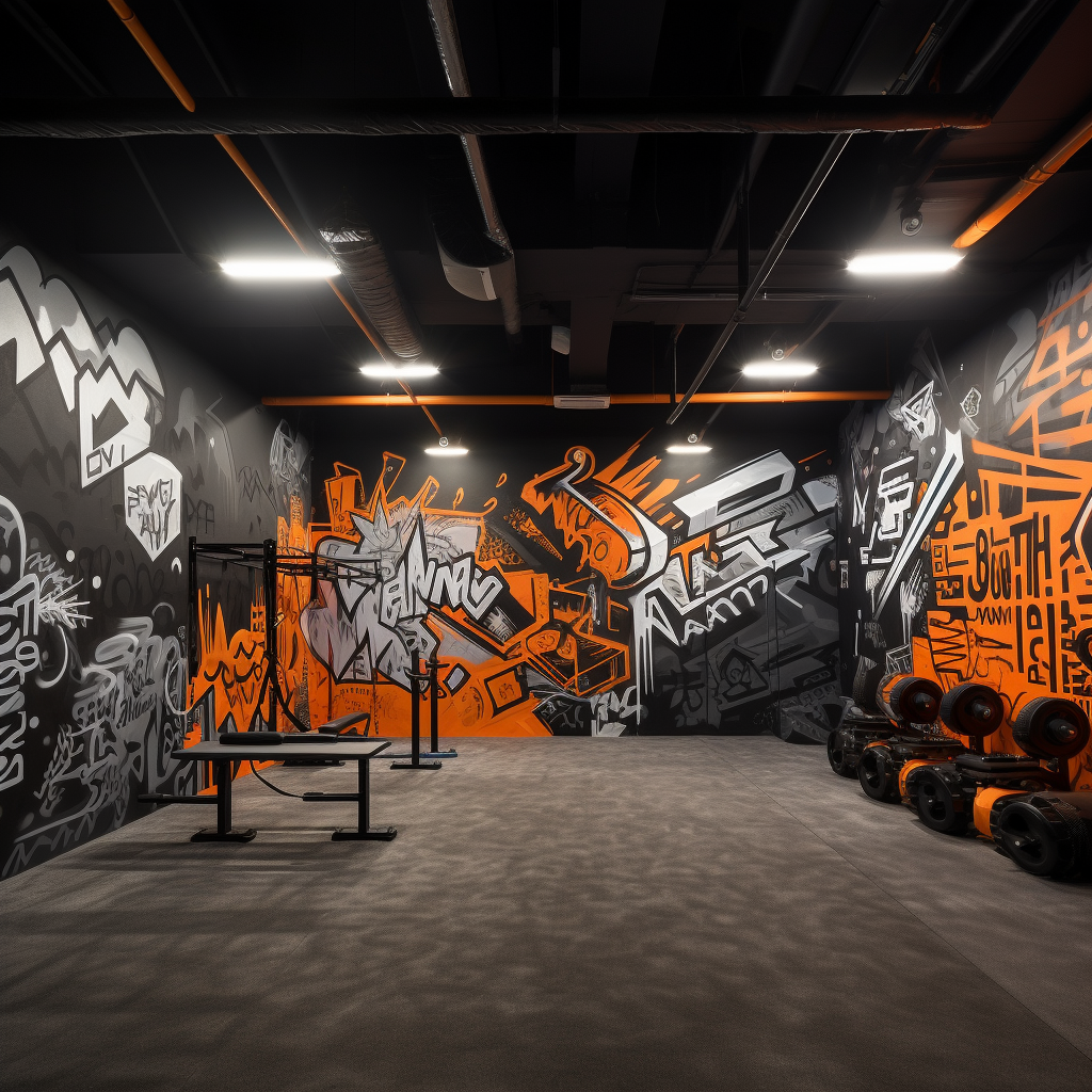 Colorful CrossFit gym graffiti wall