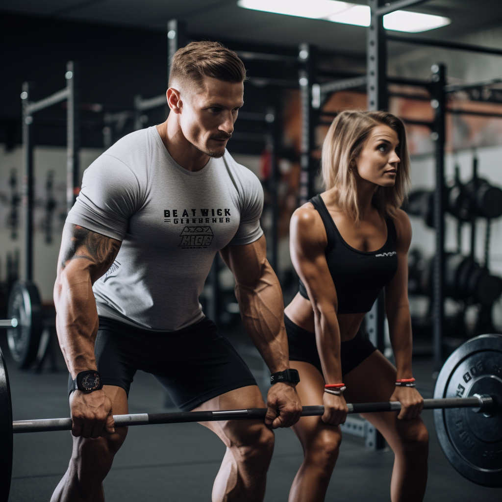 Group of people performing intense CrossFit exercises