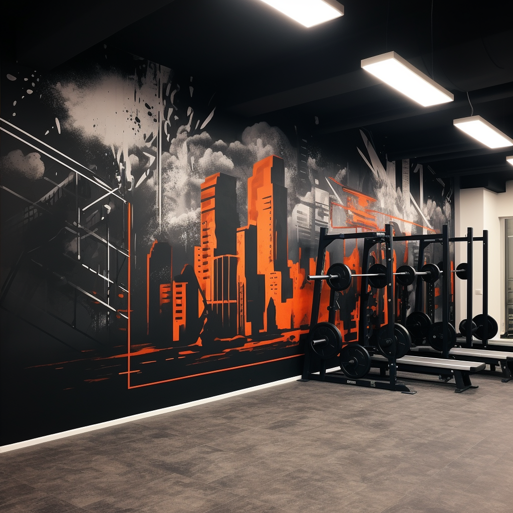 A picture of a gym wall with crossfit and weightlifting theme