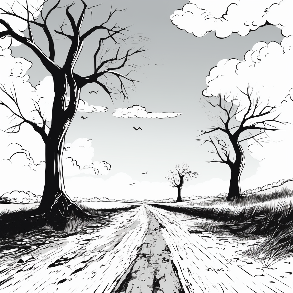 Two trees crossing in an animatic storyboard