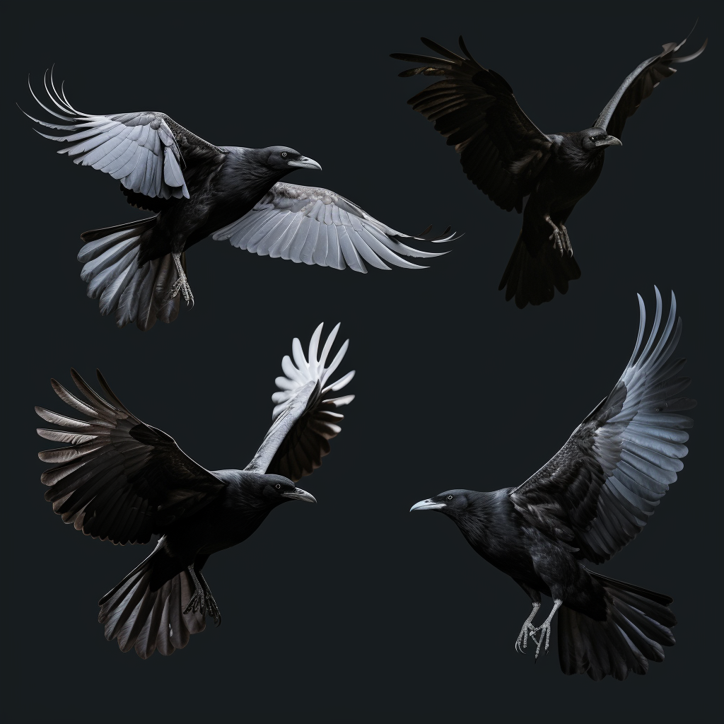 Crow in flight animation cycle