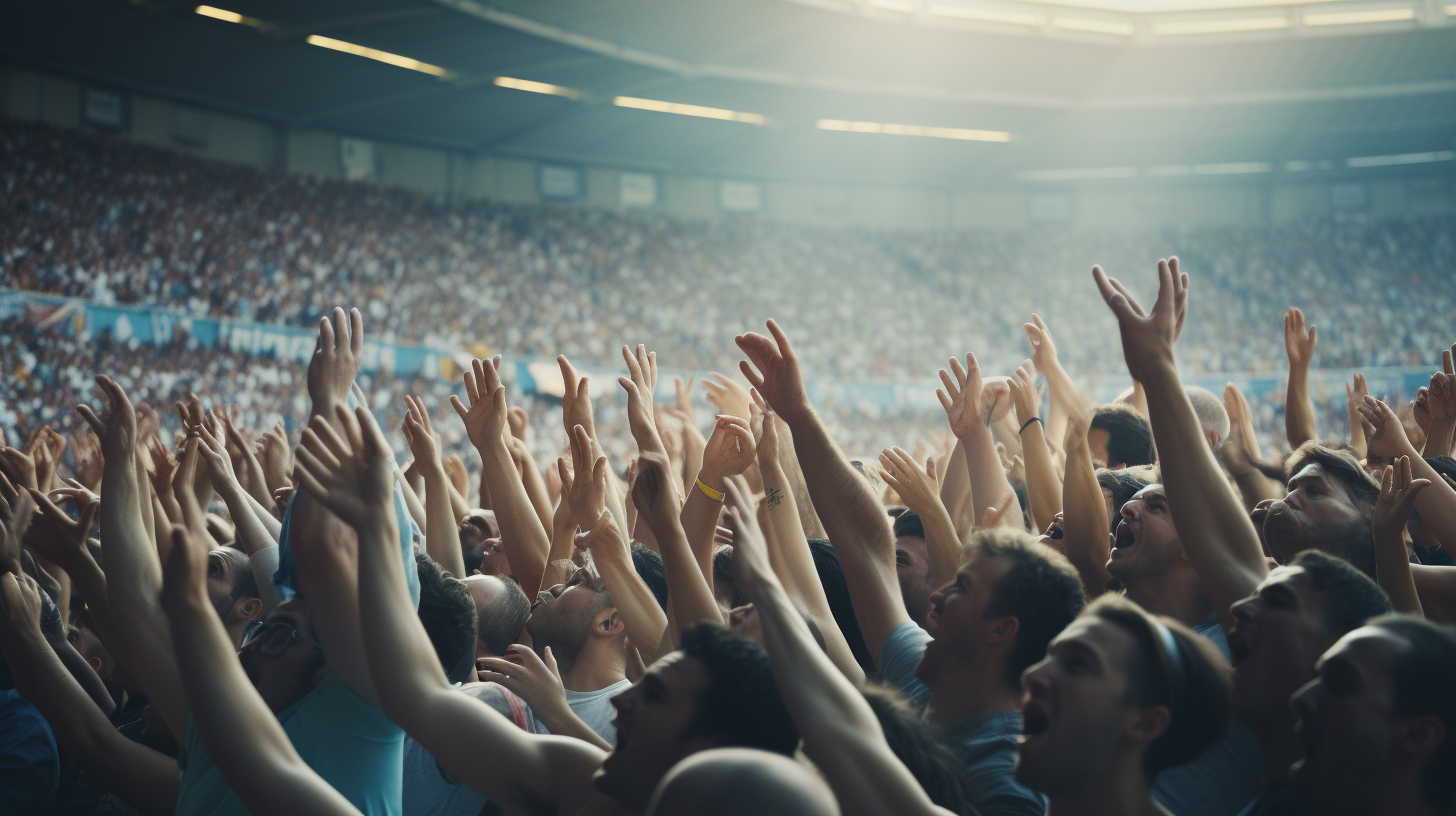 Closeup of Crowd Cheering in Stadium