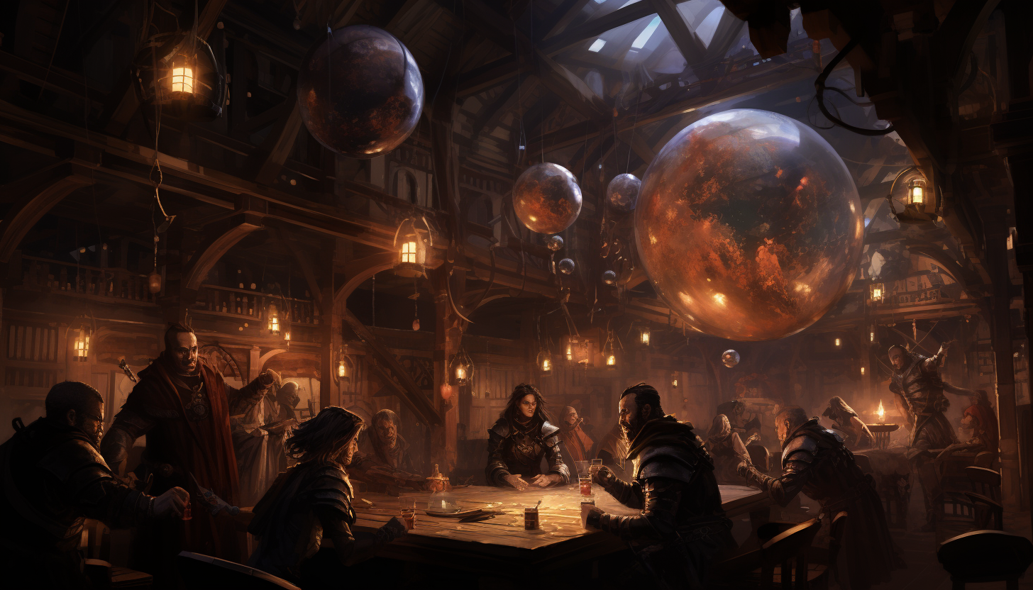 Crowded D&D Tavern Orb Stand Light