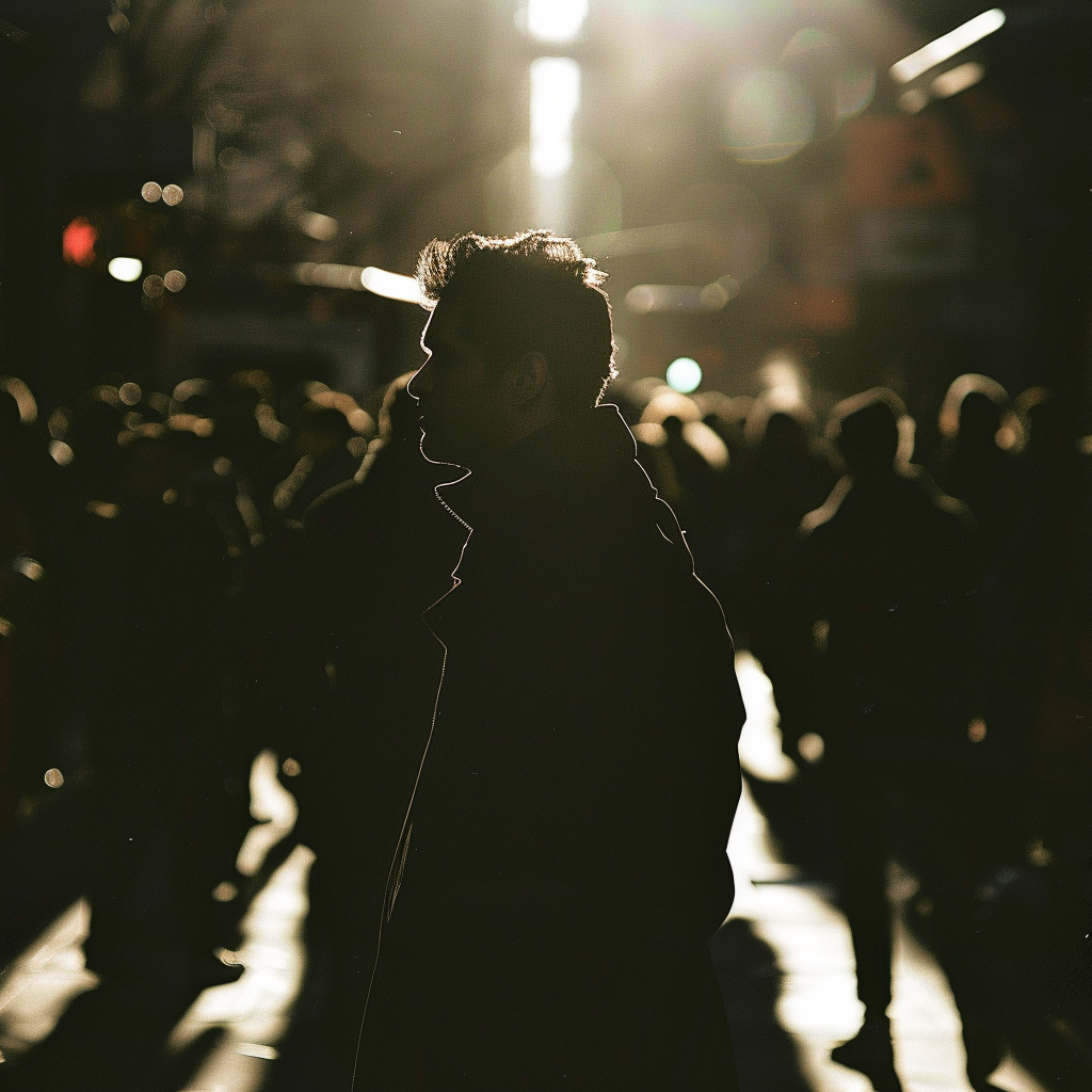 man on street silhouette