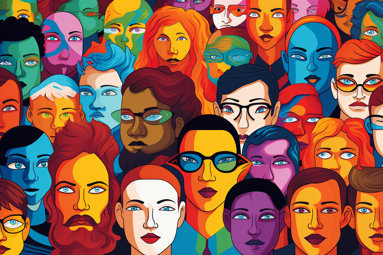 Colorful crowd of people