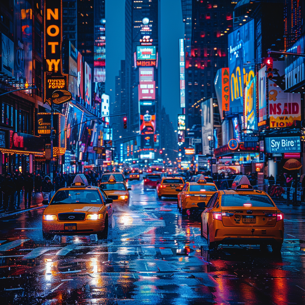 Crowds Night Time Square