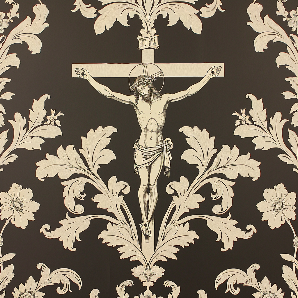 Clean modern crucifix wallpaper pattern