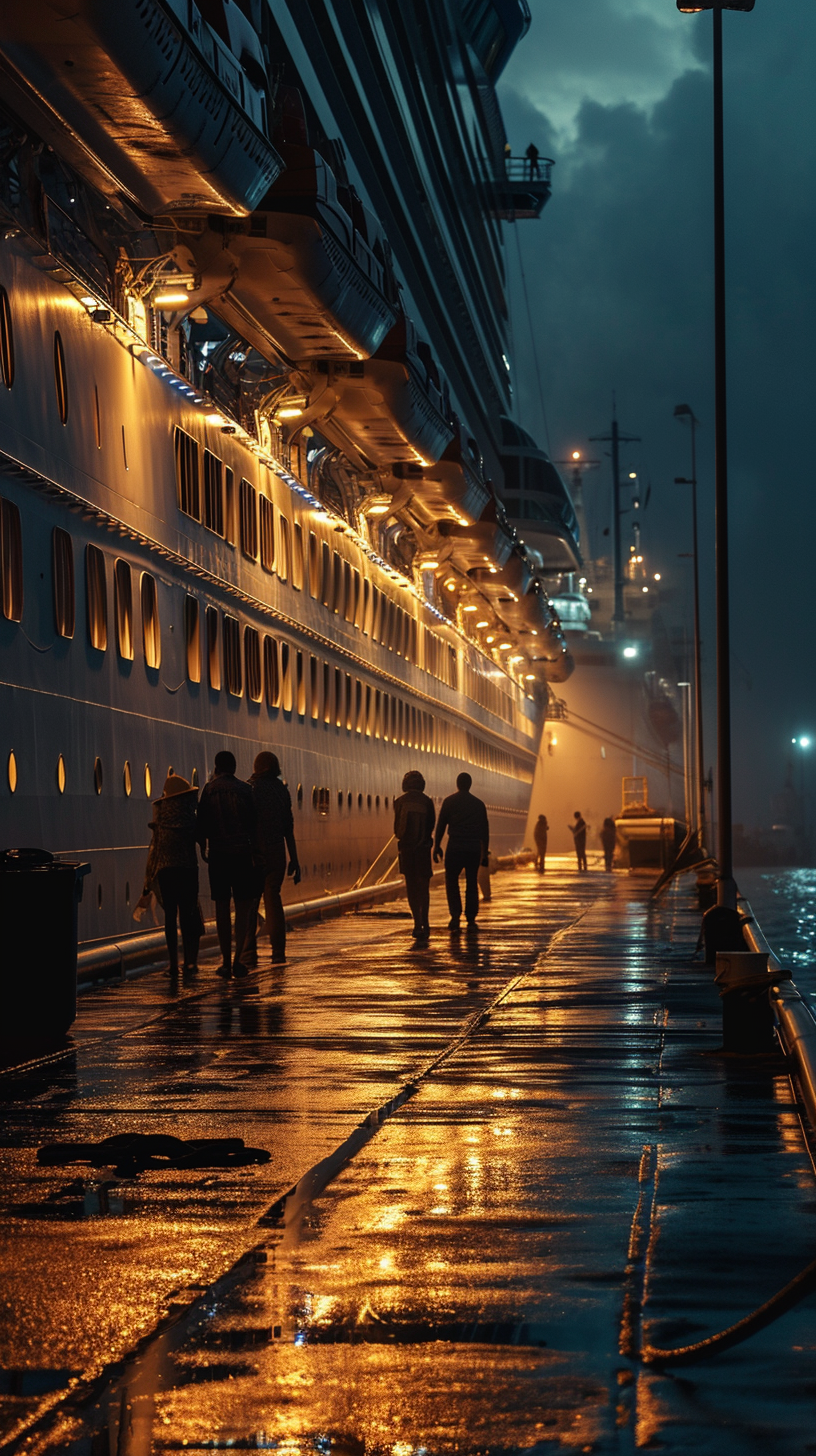 People getting off cruise ship