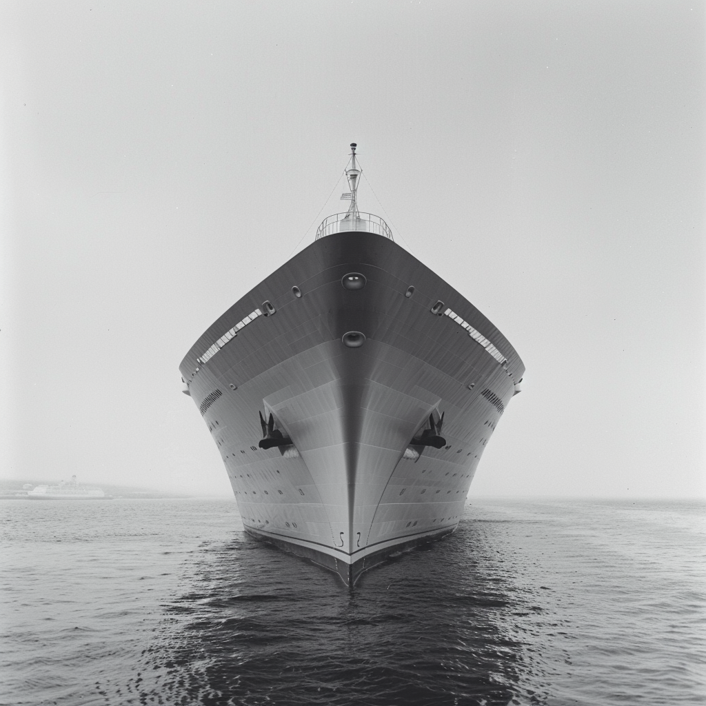 Big ship stern in ocean