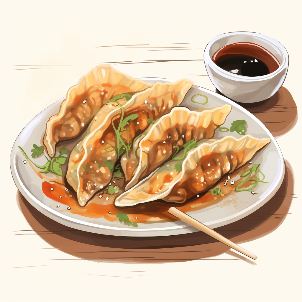 Plate of Crunchy Gyoza with Sauce