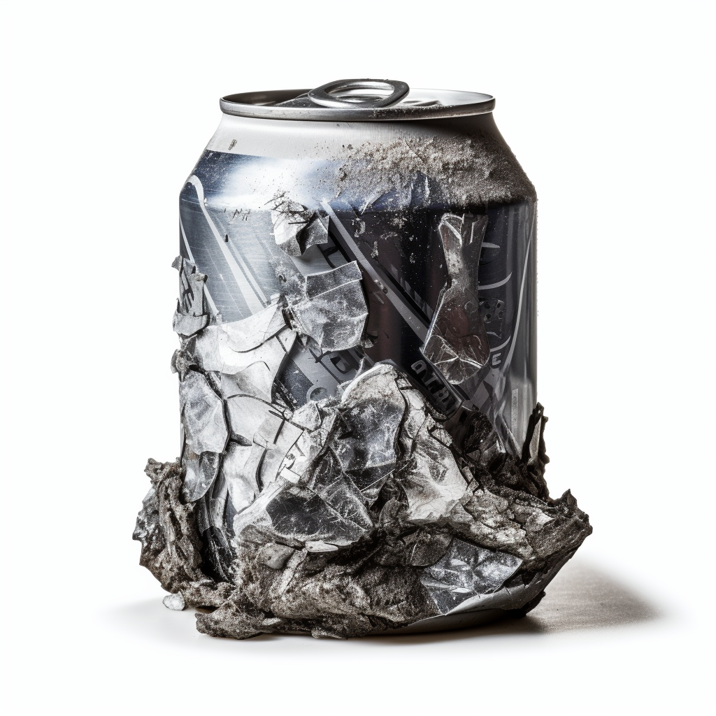 Photo of a crushed soda can