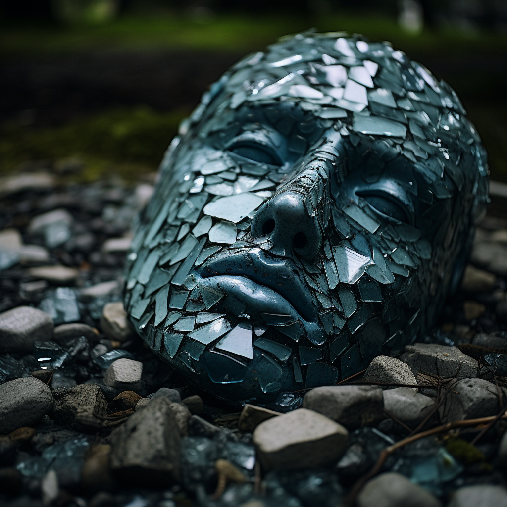 Stunning stone face surrounded by crushed glass