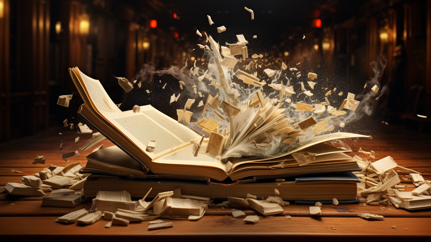 Book being crushed into pieces