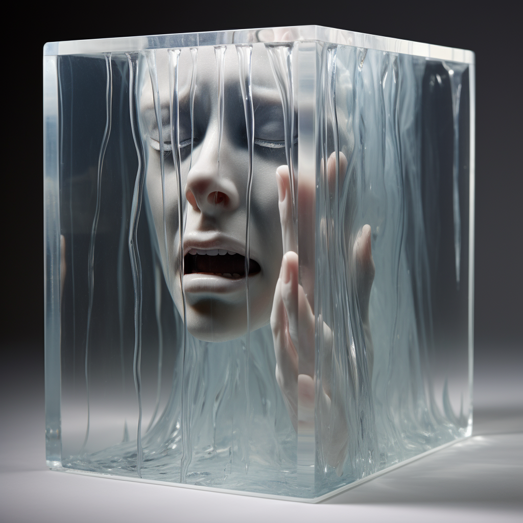 Image of a Transparent 3D Box with Uncontrollable Tears