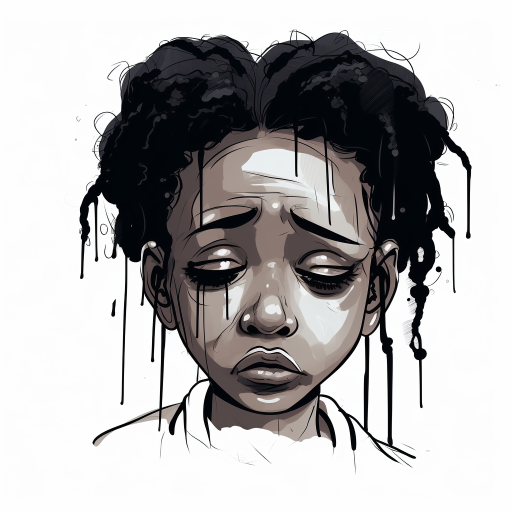 Crying little girl illustration