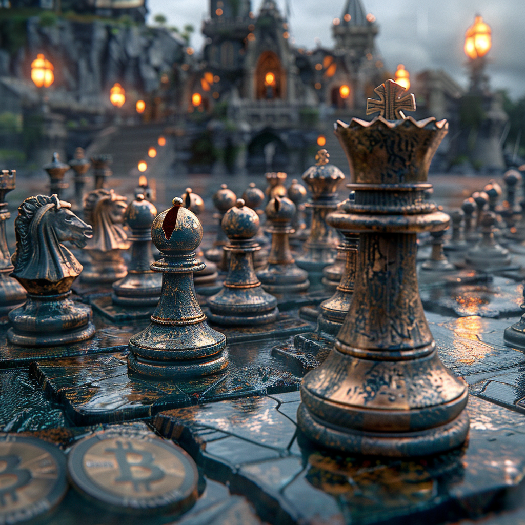 Hyperrealistic Cryptocurrency Chess Board