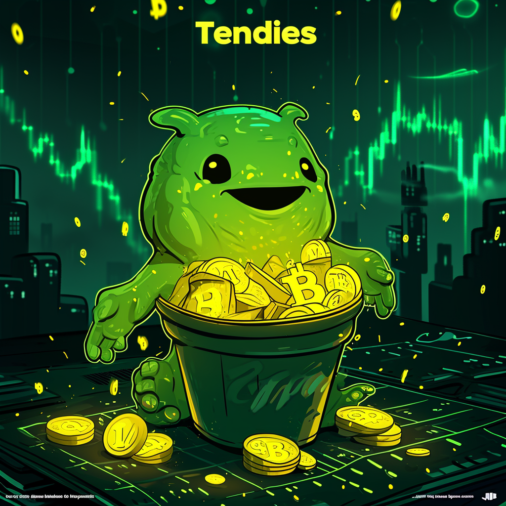 Glowing Crypto Slime Alien Holds Chicken Tendies