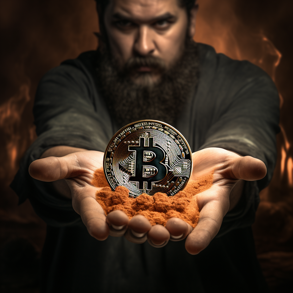 Person holding cryptocurrency coins