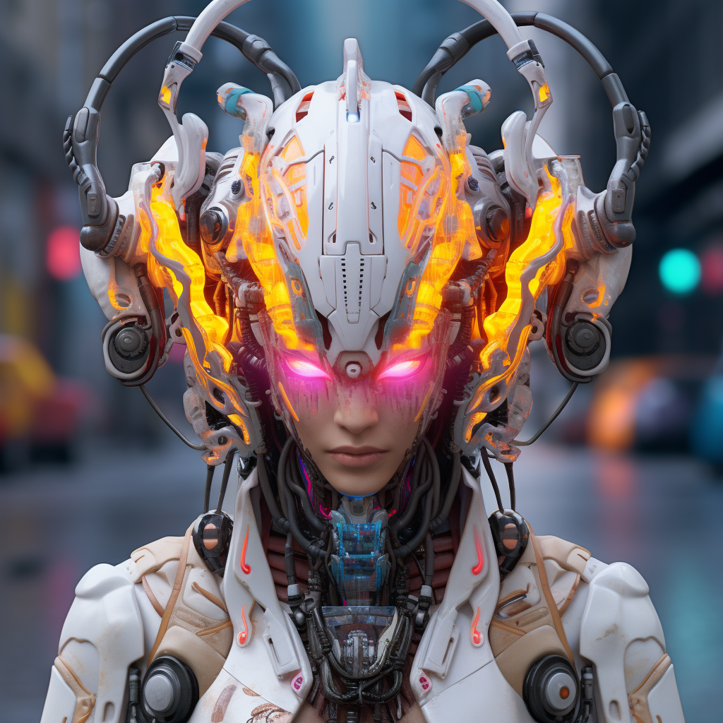 Colorful Cryptopunk Avatar in Future Mecha with LED Text