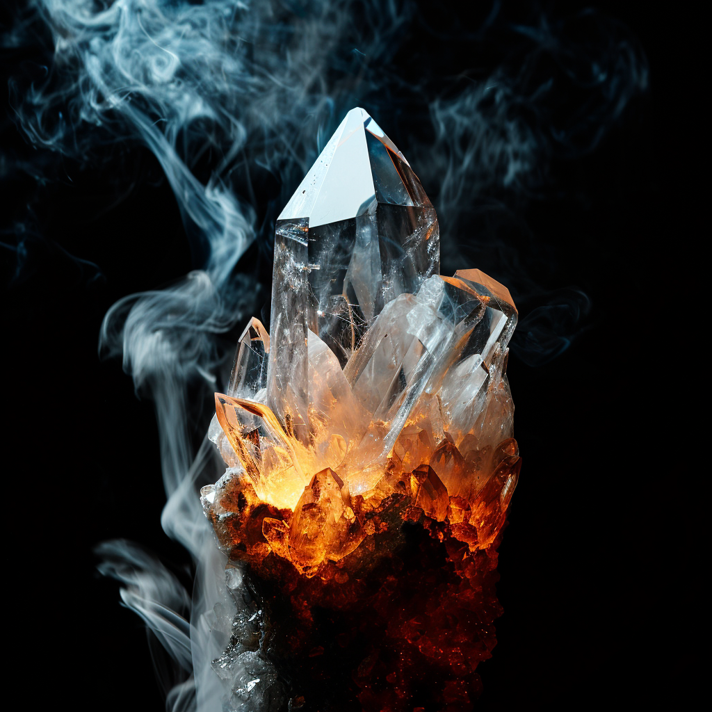 Gorgeous crystal flames with white smoke