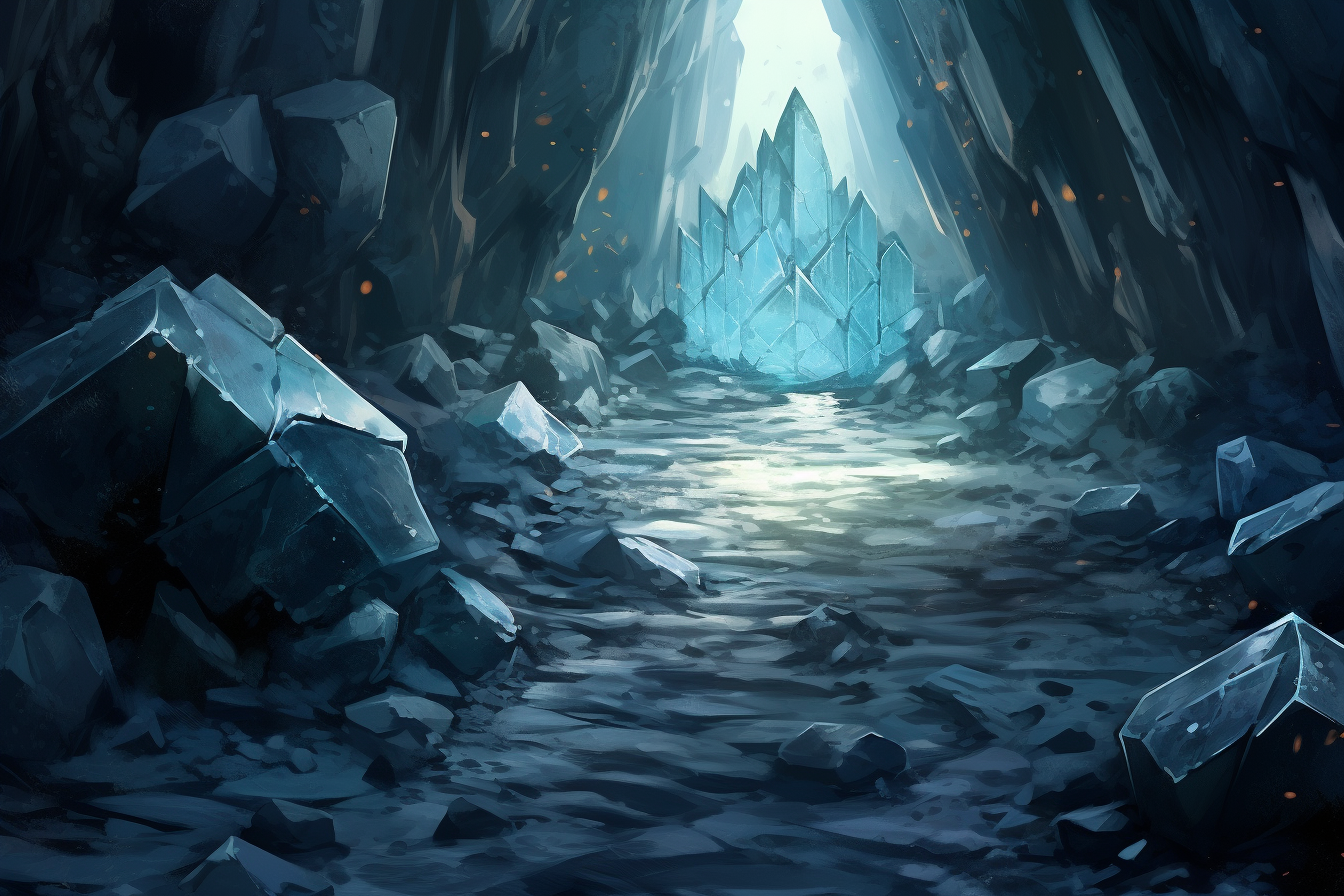 Crystal shards in snow path underground