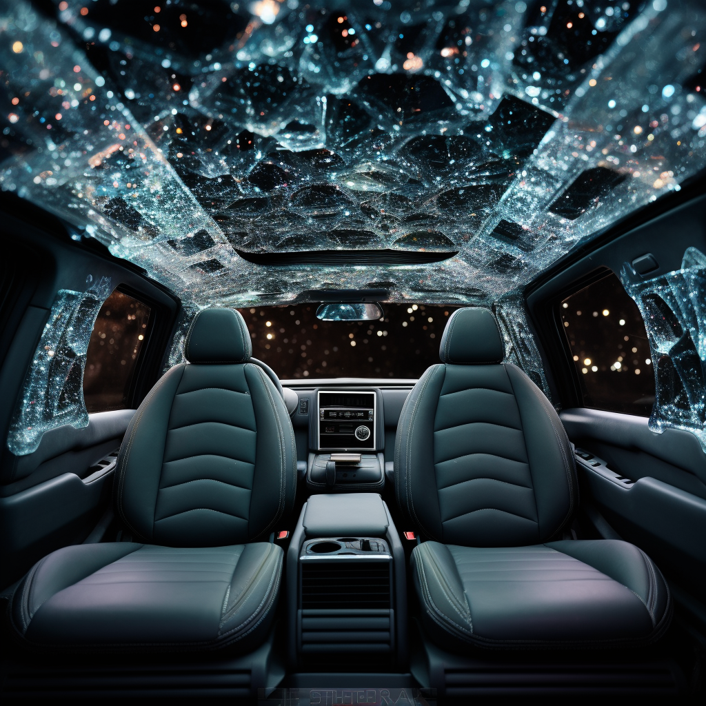 Shining car interior with stars